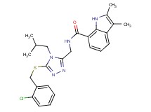 N-({5-[(2-chlorobenzyl)thio]-4-isobutyl-4H-1,2,4-triazol-3-yl}methyl)-2,3-dimethyl-1H-indole-7-carboxamide