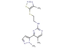 5-methyl-4-(1-methyl-1H-pyrazol-5-yl)-N-{2-[(4-methyl-1,2,3-thiadiazol-5-yl)thio]ethyl}pyrimidin-2-amine