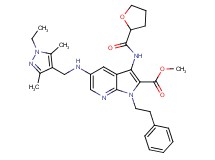 methyl 5-{[(1-ethyl-3,5-dimethyl-1H-pyrazol-4-yl)methyl]amino}-1-(2-phenylethyl)-3-[(tetrahydro-2-furanylcarbonyl)amino]-1H-pyrrolo[2,3-b]pyridine-2-carboxylate