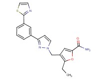 5-ethyl-4-({3-[3-(1,3-thiazol-2-yl)phenyl]-1H-pyrazol-1-yl}methyl)-2-furamide