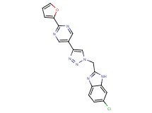 6-chloro-2-({4-[2-(2-furyl)pyrimidin-5-yl]-1H-1,2,3-triazol-1-yl}methyl)-1H-benzimidazole