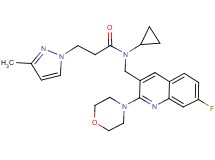 N-cyclopropyl-N-{[7-fluoro-2-(4-morpholinyl)-3-quinolinyl]methyl}-3-(3-methyl-1H-pyrazol-1-yl)propanamide