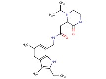 N-[(2-ethyl-3,5-dimethyl-1H-indol-7-yl)methyl]-2-(1-isopropyl-3-oxopiperazin-2-yl)acetamide