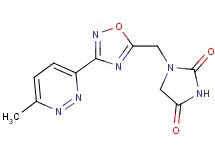 1-{[3-(6-methyl-3-pyridazinyl)-1,2,4-oxadiazol-5-yl]methyl}-2,4-imidazolidinedione