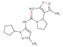 N-(1-cyclopentyl-3-methyl-1H-pyrazol-5-yl)-2-(3,5-dimethylisoxazol-4-yl)pyrrolidine-1-carboxamide