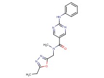 2-anilino-N-[(5-ethyl-1,3,4-oxadiazol-2-yl)methyl]-N-methyl-5-pyrimidinecarboxamide
