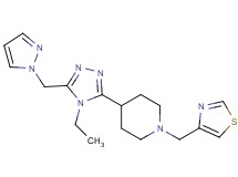 4-[4-ethyl-5-(1H-pyrazol-1-ylmethyl)-4H-1,2,4-triazol-3-yl]-1-(1,3-thiazol-4-ylmethyl)piperidine