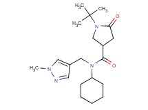 1-tert-butyl-N-cyclohexyl-N-[(1-methyl-1H-pyrazol-4-yl)methyl]-5-oxo-3-pyrrolidinecarboxamide