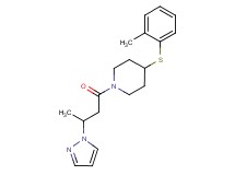 4-[(2-methylphenyl)thio]-1-[3-(1H-pyrazol-1-yl)butanoyl]piperidine