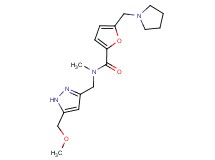 N-{[5-(methoxymethyl)-1H-pyrazol-3-yl]methyl}-N-methyl-5-(pyrrolidin-1-ylmethyl)-2-furamide