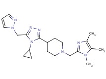 4-[4-cyclopropyl-5-(1H-pyrazol-1-ylmethyl)-4H-1,2,4-triazol-3-yl]-1-[(1,4,5-trimethyl-1H-imidazol-2-yl)methyl]piperidine