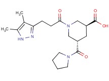 (3S*,5S*)-1-[3-(4,5-dimethyl-1H-pyrazol-3-yl)propanoyl]-5-(1-pyrrolidinylcarbonyl)-3-piperidinecarboxylic acid