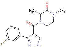 4-{[3-(3-fluorophenyl)-1H-pyrazol-4-yl]carbonyl}-1,3-dimethylpiperazin-2-one