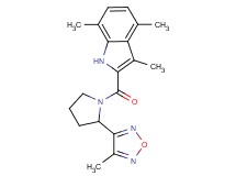 3,4,7-trimethyl-2-{[2-(4-methyl-1,2,5-oxadiazol-3-yl)-1-pyrrolidinyl]carbonyl}-1H-indole