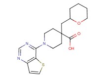 4-(tetrahydro-2H-pyran-2-ylmethyl)-1-thieno[3,2-d]pyrimidin-4-ylpiperidine-4-carboxylic acid