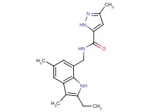 N-[(2-ethyl-3,5-dimethyl-1H-indol-7-yl)methyl]-3-methyl-1H-pyrazole-5-carboxamide