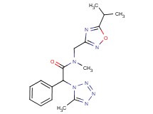 N-[(5-isopropyl-1,2,4-oxadiazol-3-yl)methyl]-N-methyl-2-(5-methyl-1H-tetrazol-1-yl)-2-phenylacetamide