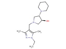 (3S*,4S*)-1-[(1-ethyl-3,5-dimethyl-1H-pyrazol-4-yl)methyl]-4-piperidin-1-ylpyrrolidin-3-ol