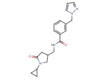 N-[(1-cyclopropyl-5-oxopyrrolidin-3-yl)methyl]-3-(1H-pyrazol-1-ylmethyl)benzamide
