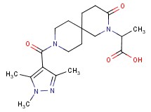 2-{3-oxo-9-[(1,3,5-trimethyl-1H-pyrazol-4-yl)carbonyl]-2,9-diazaspiro[5.5]undec-2-yl}propanoic acid