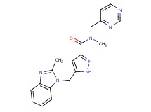 N-methyl-5-[(2-methyl-1H-benzimidazol-1-yl)methyl]-N-(pyrimidin-4-ylmethyl)-1H-pyrazole-3-carboxamide