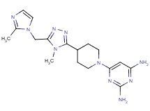 6-(4-{4-methyl-5-[(2-methyl-1H-imidazol-1-yl)methyl]-4H-1,2,4-triazol-3-yl}piperidin-1-yl)pyrimidine-2,4-diamine
