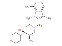(3R*,4R*)-3-methyl-4-(tetrahydro-2H-pyran-4-yl)-1-[(1,3,7-trimethyl-1H-indol-2-yl)carbonyl]piperidin-4-ol