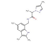 2-(4-methyl-1H-pyrazol-1-yl)-N-[(2,3,5-trimethyl-1H-indol-7-yl)methyl]propanamide