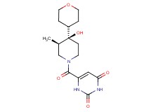 6-{[(3R*,4R*)-4-hydroxy-3-methyl-4-(tetrahydro-2H-pyran-4-yl)-1-piperidinyl]carbonyl}-2,4(1H,3H)-pyrimidinedione