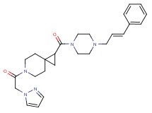 1-({4-[(2E)-3-phenyl-2-propen-1-yl]-1-piperazinyl}carbonyl)-6-(1H-pyrazol-1-ylacetyl)-6-azaspiro[2.5]octane