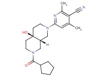 6-[(4aR*,8aR*)-7-(cyclopentylcarbonyl)-4a-hydroxyoctahydro-2,7-naphthyridin-2(1H)-yl]-2,4-dimethylnicotinonitrile