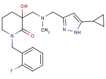 3-{[[(5-cyclopropyl-1H-pyrazol-3-yl)methyl](methyl)amino]methyl}-1-(2-fluorobenzyl)-3-hydroxy-2-piperidinone
