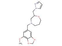 4-[(7-methoxy-1,3-benzodioxol-5-yl)methyl]-2-(1H-pyrazol-1-ylmethyl)-1,4-oxazepane