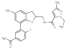 N-{[7-(5-acetyl-2-fluorophenyl)-5-methyl-2,3-dihydro-1-benzofuran-2-yl]methyl}-1-ethyl-3-methyl-1H-pyrazole-5-carboxamide
