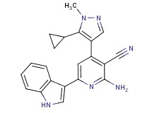 2-amino-4-(5-cyclopropyl-1-methyl-1H-pyrazol-4-yl)-6-(1H-indol-3-yl)nicotinonitrile