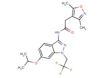 2-(3,5-dimethylisoxazol-4-yl)-N-[6-isopropoxy-1-(2,2,2-trifluoroethyl)-1H-indazol-3-yl]acetamide