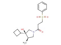 (3R*,4R*)-3-cyclobutyl-4-methyl-1-[3-(phenylsulfonyl)propanoyl]pyrrolidin-3-ol
