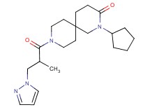 2-cyclopentyl-9-[2-methyl-3-(1H-pyrazol-1-yl)propanoyl]-2,9-diazaspiro[5.5]undecan-3-one