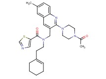 N-{[2-(4-acetyl-1-piperazinyl)-6-methyl-3-quinolinyl]methyl}-N-[2-(1-cyclohexen-1-yl)ethyl]-1,3-thiazole-5-carboxamide