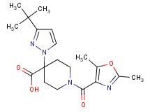 4-(3-tert-butyl-1H-pyrazol-1-yl)-1-[(2,5-dimethyl-1,3-oxazol-4-yl)carbonyl]piperidine-4-carboxylic acid