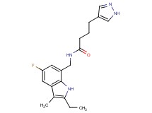 N-[(2-ethyl-5-fluoro-3-methyl-1H-indol-7-yl)methyl]-4-(1H-pyrazol-4-yl)butanamide