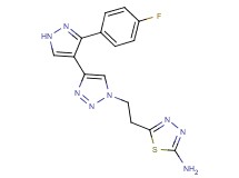 5-(2-{4-[3-(4-fluorophenyl)-1H-pyrazol-4-yl]-1H-1,2,3-triazol-1-yl}ethyl)-1,3,4-thiadiazol-2-amine