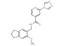 N-[(6-methoxy-2,3-dihydro-1H-inden-5-yl)methyl]-2-(4H-1,2,4-triazol-4-yl)isonicotinamide