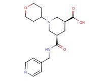 (3S*,5R*)-5-{[(4-pyridinylmethyl)amino]carbonyl}-1-(tetrahydro-2H-pyran-4-yl)-3-piperidinecarboxylic acid