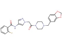 N-(1-{2-[4-(1,3-benzodioxol-5-ylmethyl)-1-piperazinyl]-2-oxoethyl}-1H-pyrazol-4-yl)-2-fluorobenzamide