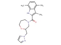 3,4,7-trimethyl-2-{[2-(1H-pyrazol-1-ylmethyl)-1,4-oxazepan-4-yl]carbonyl}-1H-indole