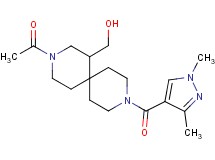 {3-acetyl-9-[(1,3-dimethyl-1H-pyrazol-4-yl)carbonyl]-3,9-diazaspiro[5.5]undec-1-yl}methanol