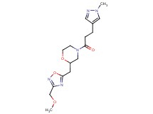 2-{[3-(methoxymethyl)-1,2,4-oxadiazol-5-yl]methyl}-4-[3-(1-methyl-1H-pyrazol-4-yl)propanoyl]morpholine