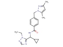 N-[cyclopropyl(1-ethyl-1H-1,2,4-triazol-5-yl)methyl]-4-[(3,5-dimethyl-1H-pyrazol-1-yl)methyl]benzamide
