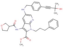 methyl 5-{[4-(3-hydroxy-3-methyl-1-butyn-1-yl)benzyl]amino}-1-(3-phenylpropyl)-3-[(tetrahydro-3-furanylcarbonyl)amino]-1H-pyrrolo[2,3-b]pyridine-2-carboxylate
